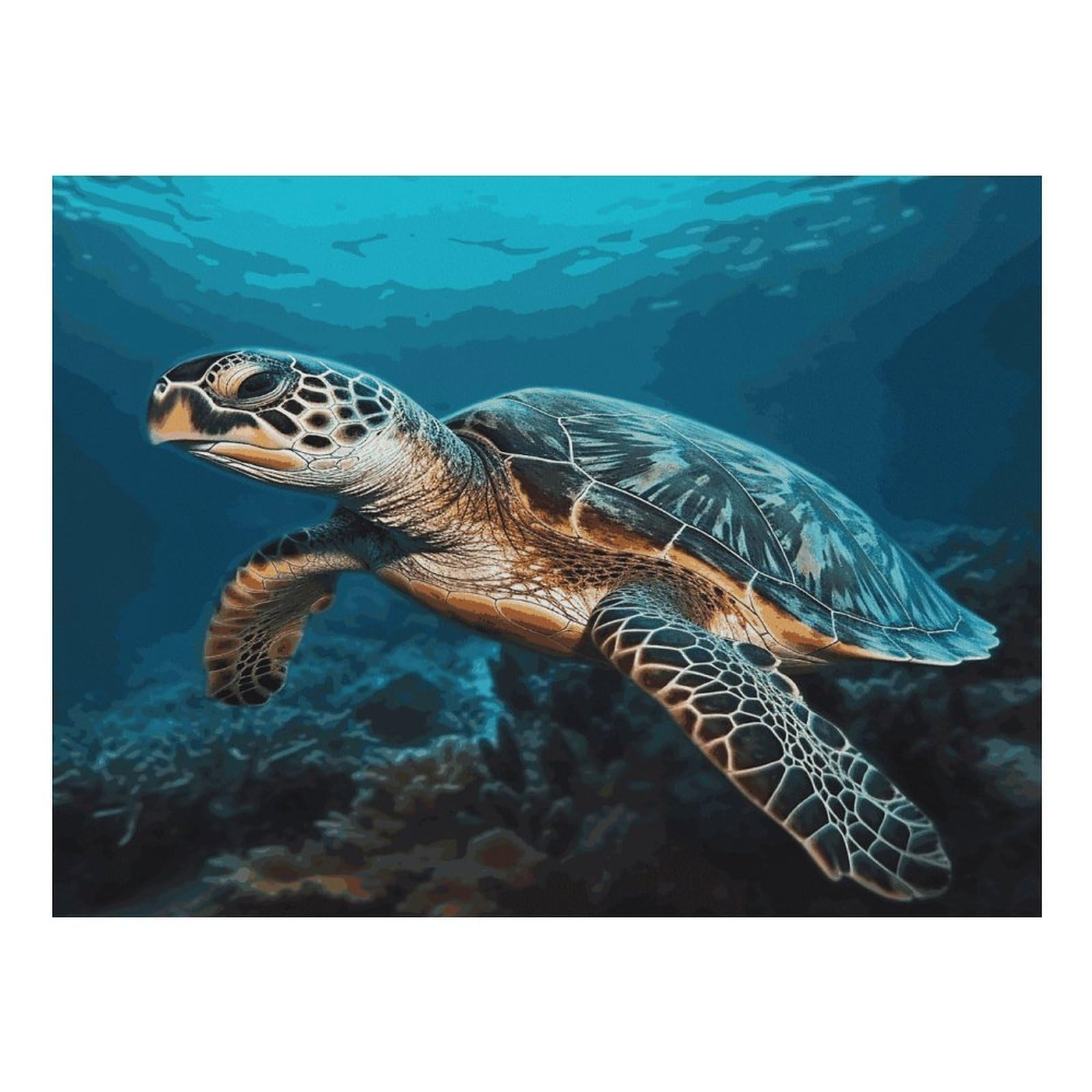 Sea Turtle2 Tapis de nourriture pour chat – Tapis d'alimentation antidérapant pour chien facile à nettoyer pour la nourriture et l'eau, tapis de gamelle pour chien et chat, 61 x 81,3 cm