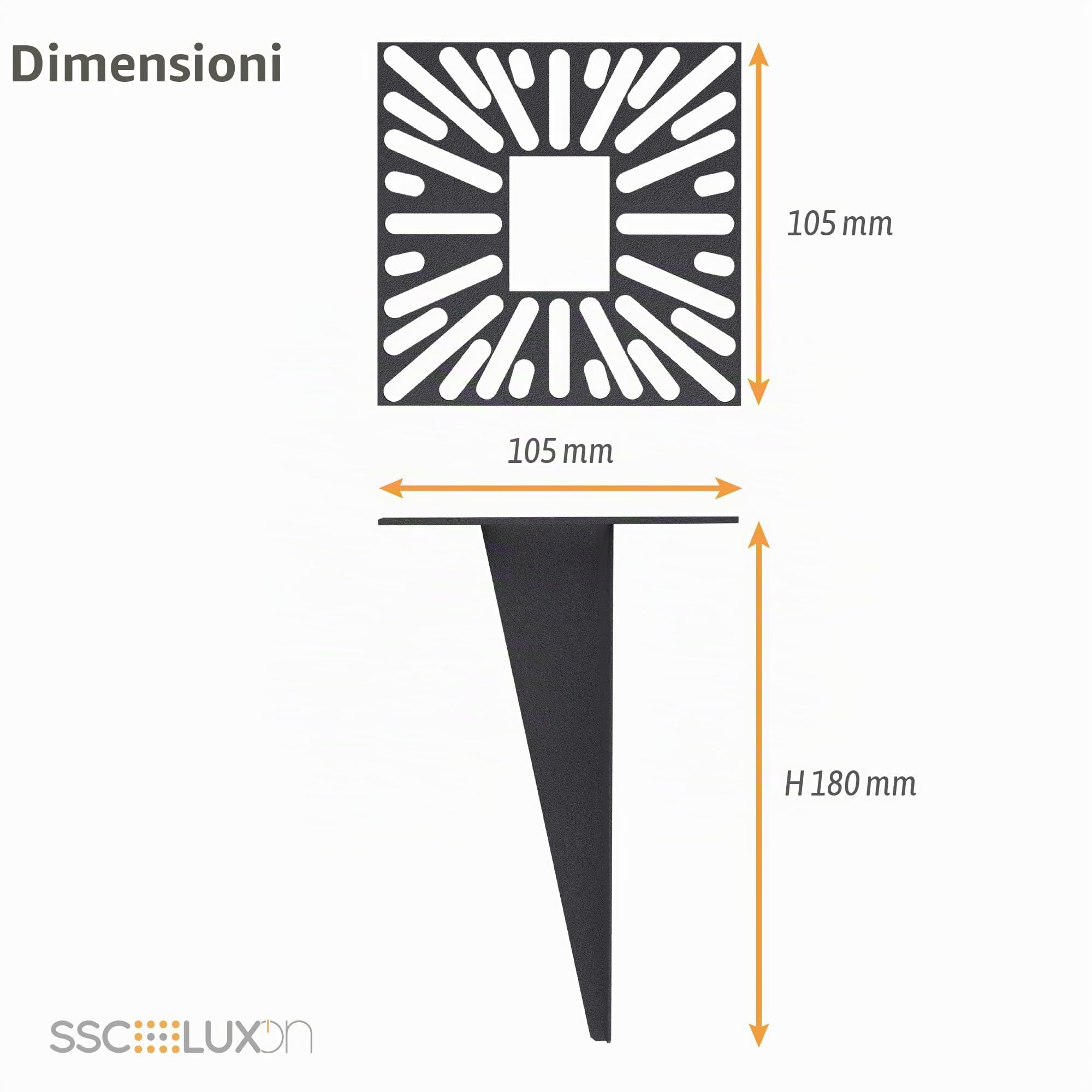SSC-LUXon HAUKI - Set di 4 supporti da terra universali per illuminazione esterna, pali da giardino, lampioni e faretti, in alluminio nero opaco
