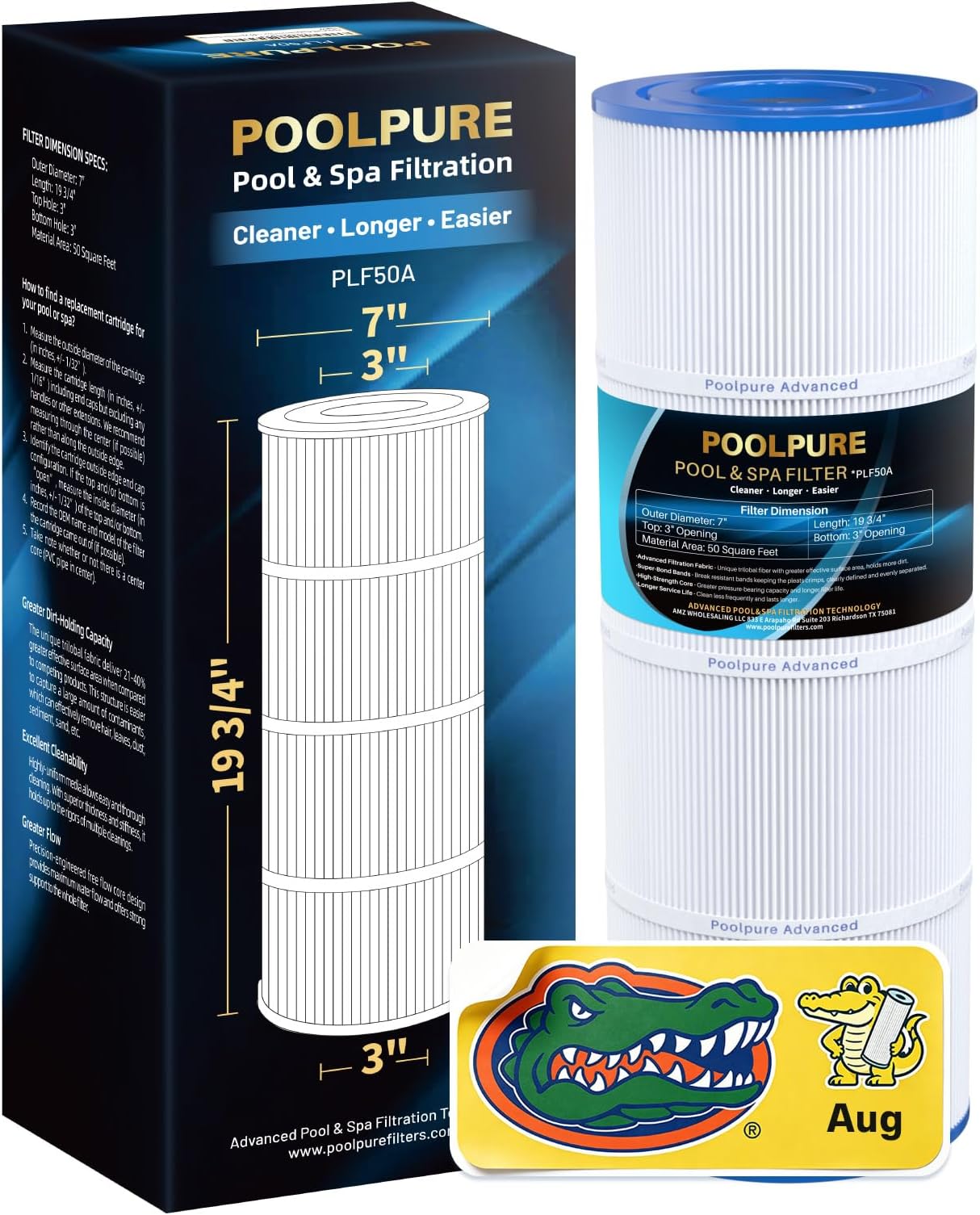 POOLPURE C500 Pool Filter Replace Hayward CX500-RE, PA50, Ultral-A11, 1Pack | Compatible with PP-A11, Unicel C-7656, Filbur FC-1240, FC-0625, FC-0620, 50 sq.ft Filter Cartridge