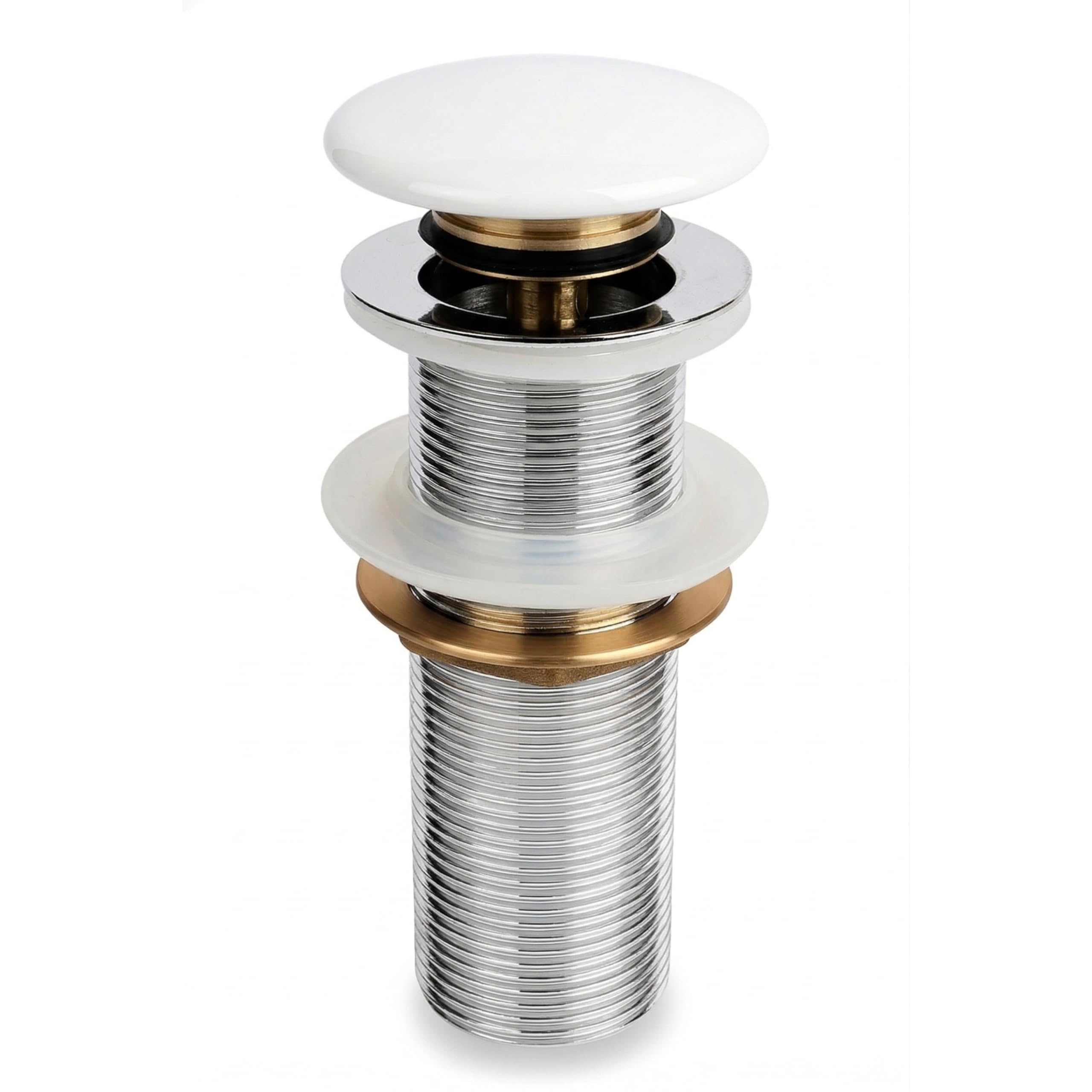BASSINO Premium 6 Inch Brass Waste Coupling/Washbasin Drainer/Rust-Proof Pop-Up for Basin/Drain Stopper for Tabletop, Wall-Mount & Pedestal Wash Basins(Glossy White)-image-21