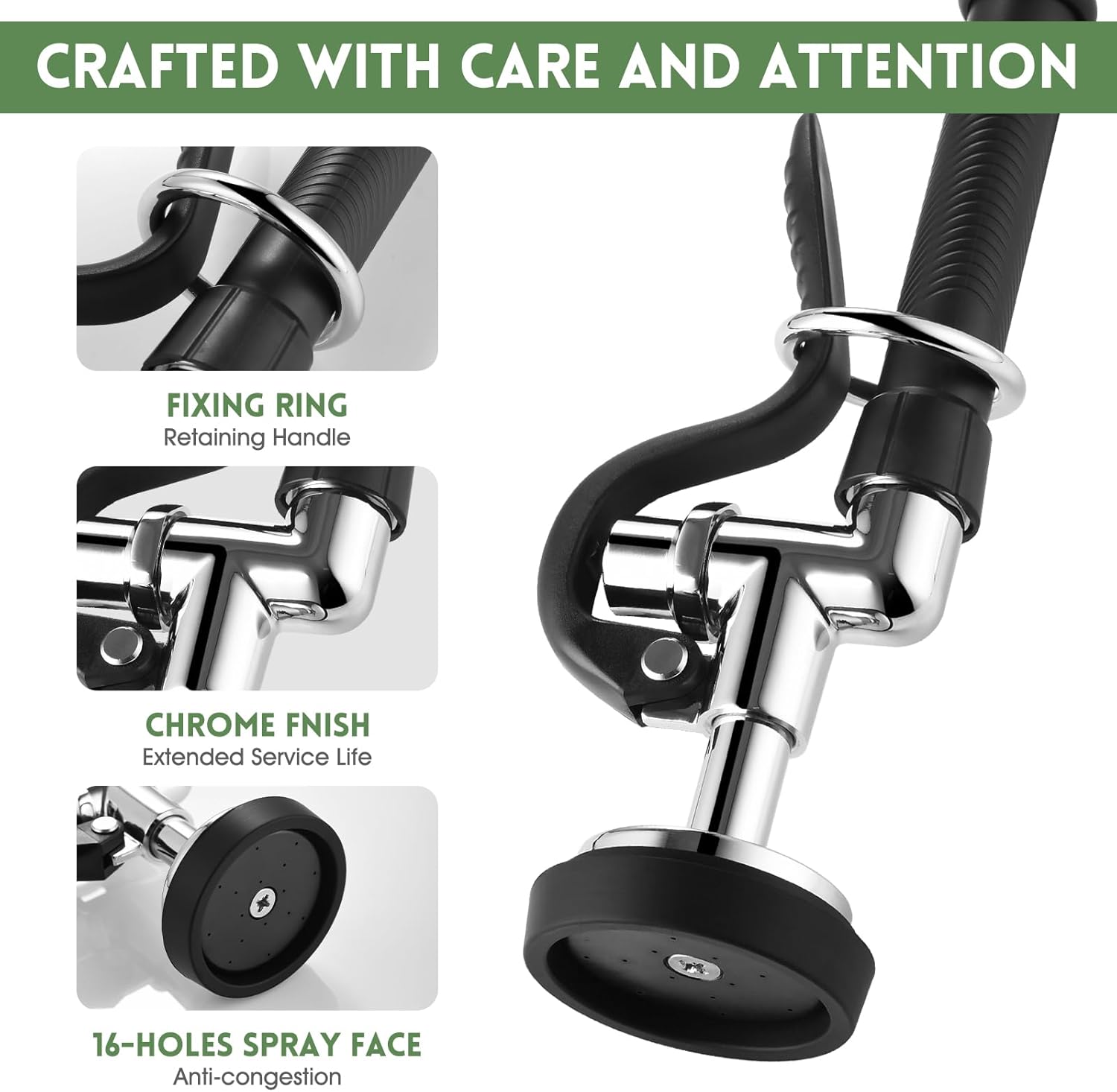 Pre Rinse Sprayer Valve with Handle Grip Assembly (Black)