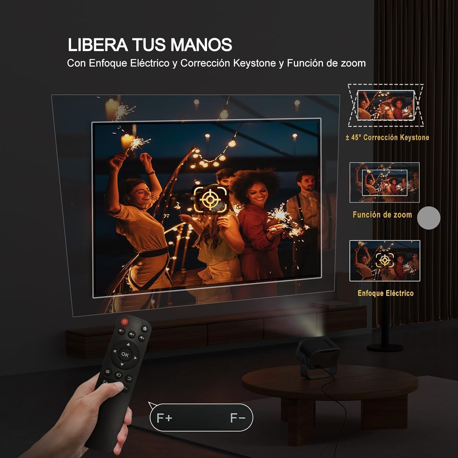 Jimveo E18 Projector, 12000L 1080P, WiFi 6, Bluetooth, HDMI, USB
