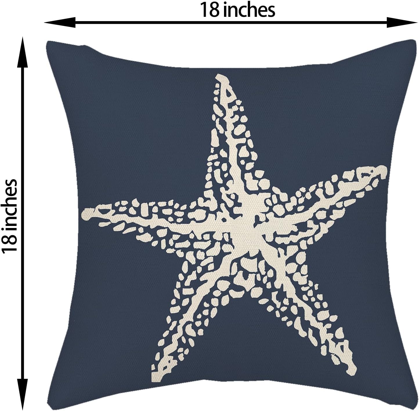 Navy Blue Coastal Pillow Covers 18x18 Inch 2 Pcs Summer Sea Starfish Decor Throw Pillows Nautical Beach Ocean Themed Outdoor Holiday Decoration Pillowcase Linen Cushion Cover for Couch Sofa - Image 6
