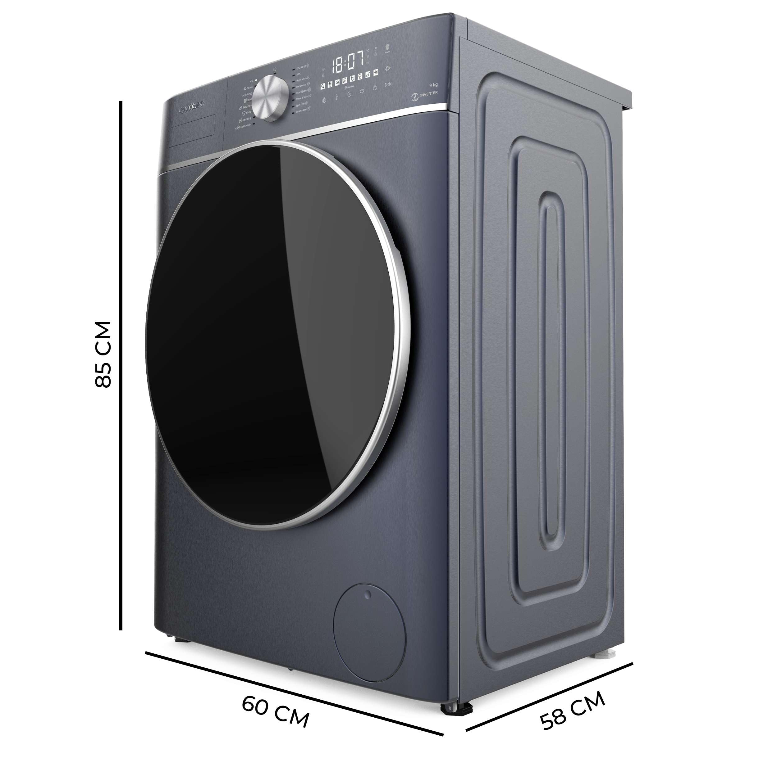 Cecotec Lavatrice 8 Kg Carico frontale Bolero DressCode 8800 Inverter Ice Blue A. 2000 W, 1400 giri/min, 16 programmi, basso consumo, motore inverter Plus, SteamMax, ricarica automatica e display