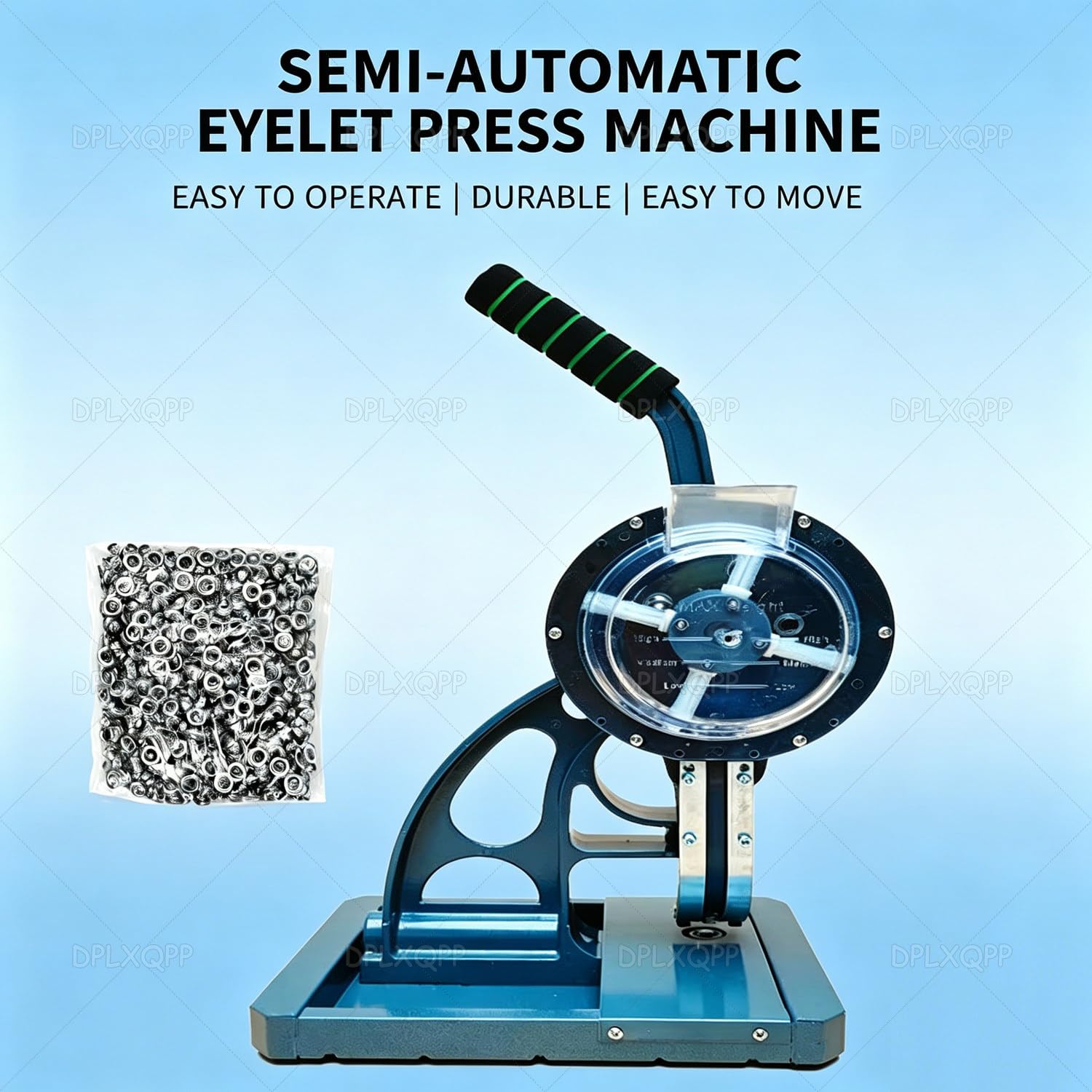 Máquina Semiautomática para Ojales con Alimentación Automática,Tolva para 500 Ojales,1800 Piezas/Hora,Prensa Manual 3 En 1 para Ojales De Lonas,Lonas,Cuero,Perforado Y Remachado 12mm