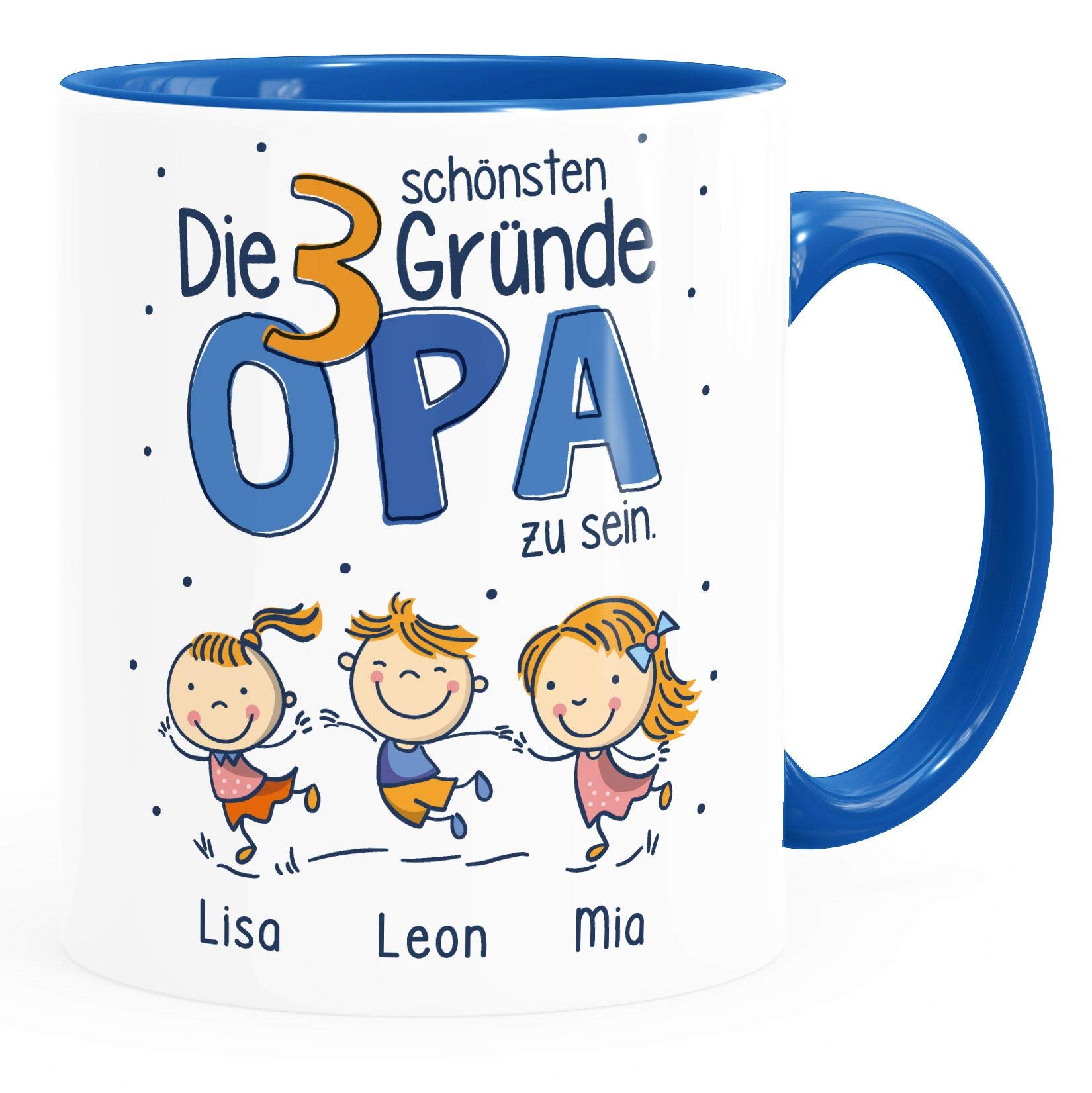 Personalisiert Kaffeetasse 'Glück Ist Einen Papa/Opa Wie Dich Zu Haben' - Mit Namen & Strichmännchen | 325 Ml