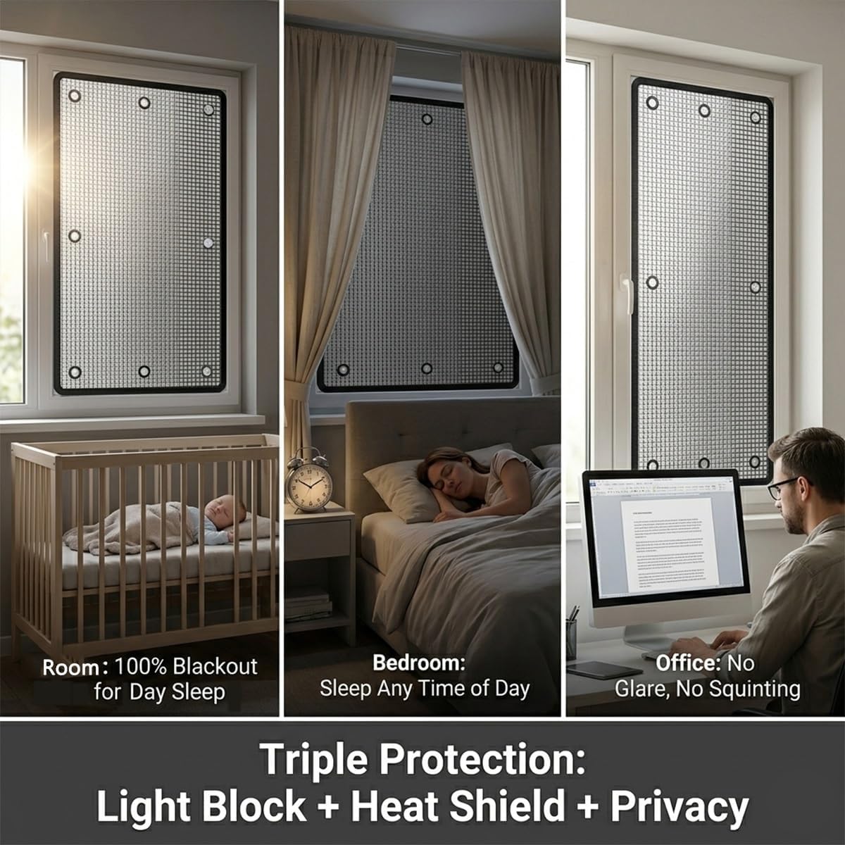 Portable Aluminum Foil Window Film for Summer and Winter, Thermal Insulation Heat Control Sun Blocking Window Cover, Reusable Anti Blackout Privacy Window Tint, for Bedroom Roof Conservatory