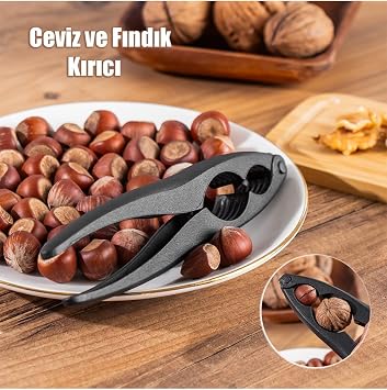 Deconox Döküm Pense Şeklinde Ceviz Kıracağı ve Fındık Kıracağı, Siyah Paslanmaz Ceviz ve Fındık Kıracak Dayanıklı Paslanmaz Çelik Gövde, Siyah (PENSE KIRICI)