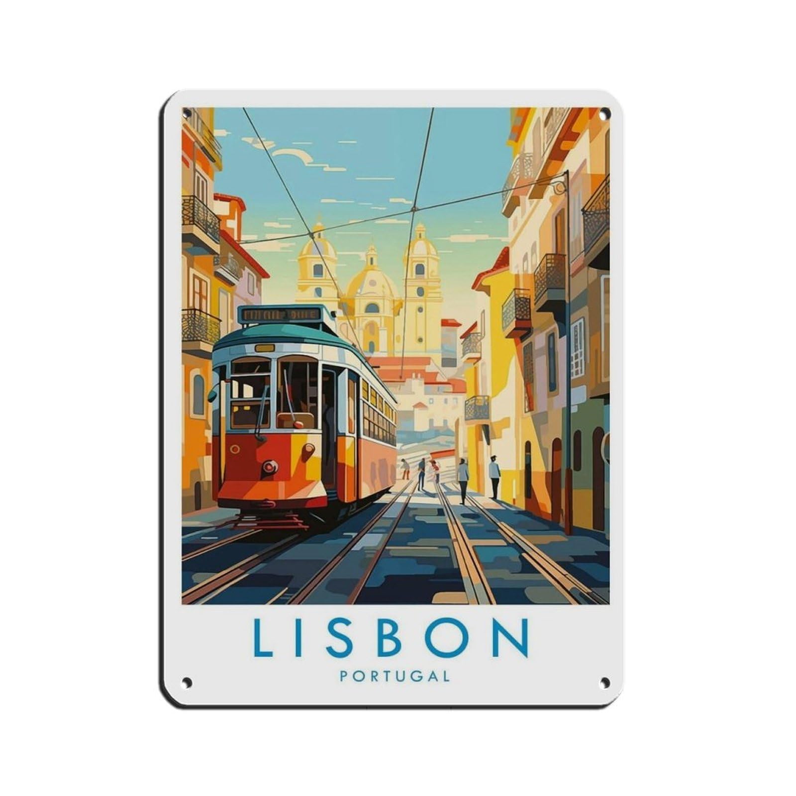 Lisbon Travel Poster, Portugal（4） Retro Poster Metal Tin Sign Chic Art Retro Iron Painting Bar People Cave Cafe Family Garage Poster Wall Decoration 12x16inch(30x40cm)