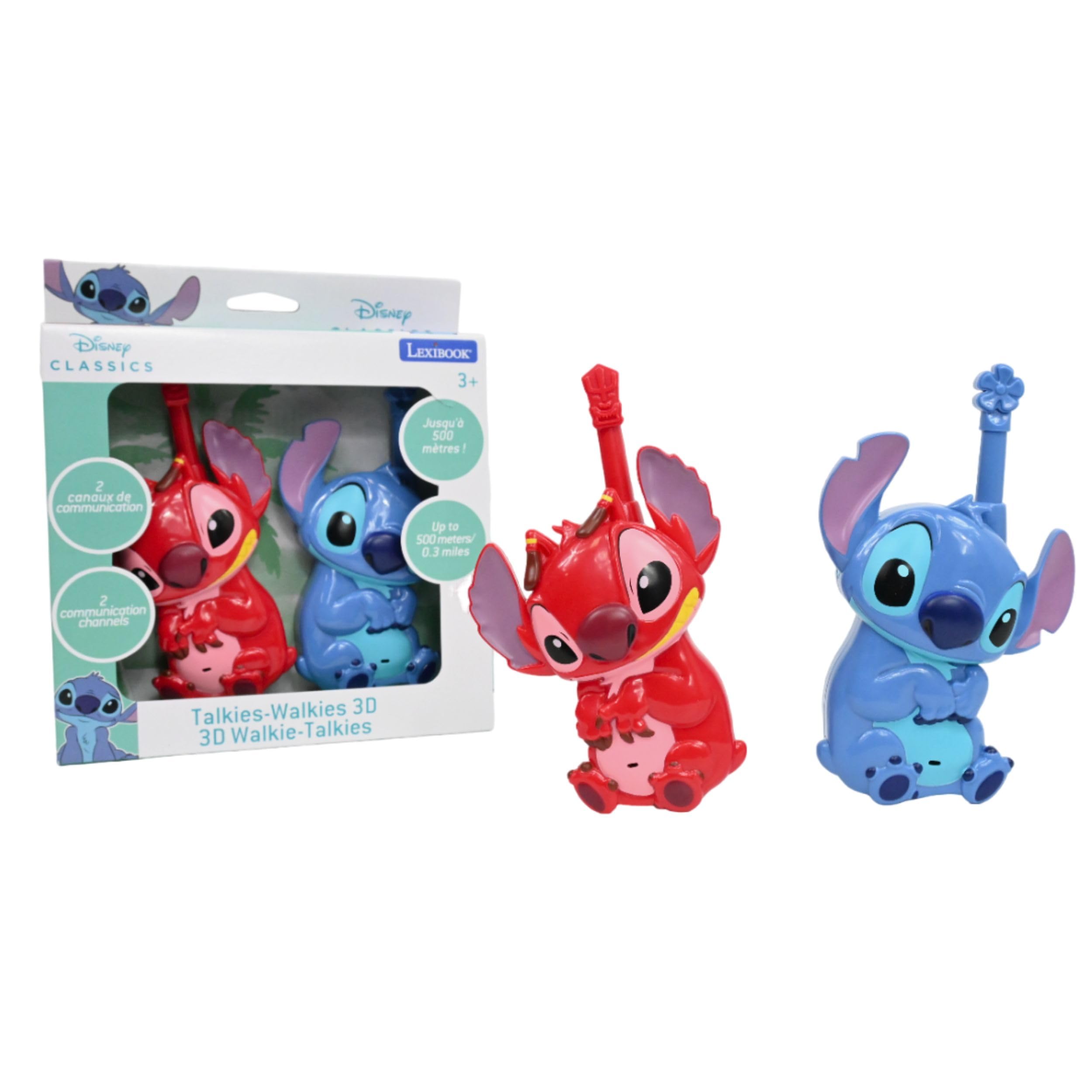 Lexibook Disney 3D Walkie Talkies Set - Stitch & Leroy, Blue,Red