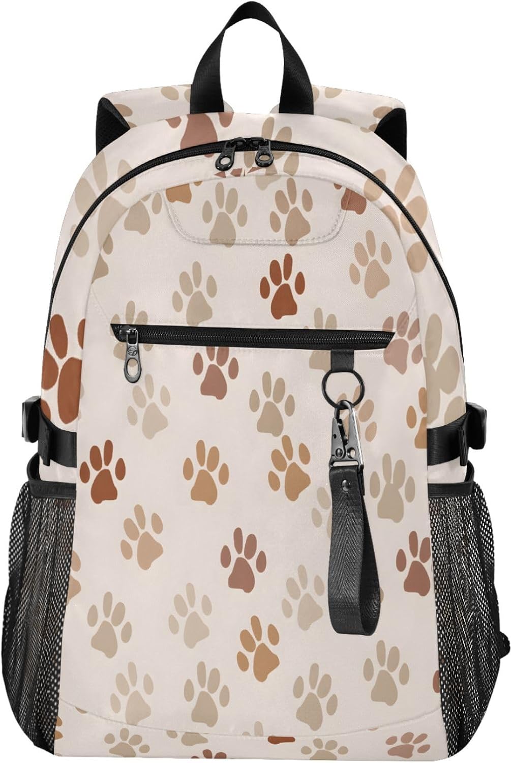 ALAZA Pet Paw Pattern Beige Brown Backpack for Women Men, 23L Water Resistant Twill Daypack with 14 Inch Laptop Compartment, Wide Open Aesthetic School Bag for Travel Work