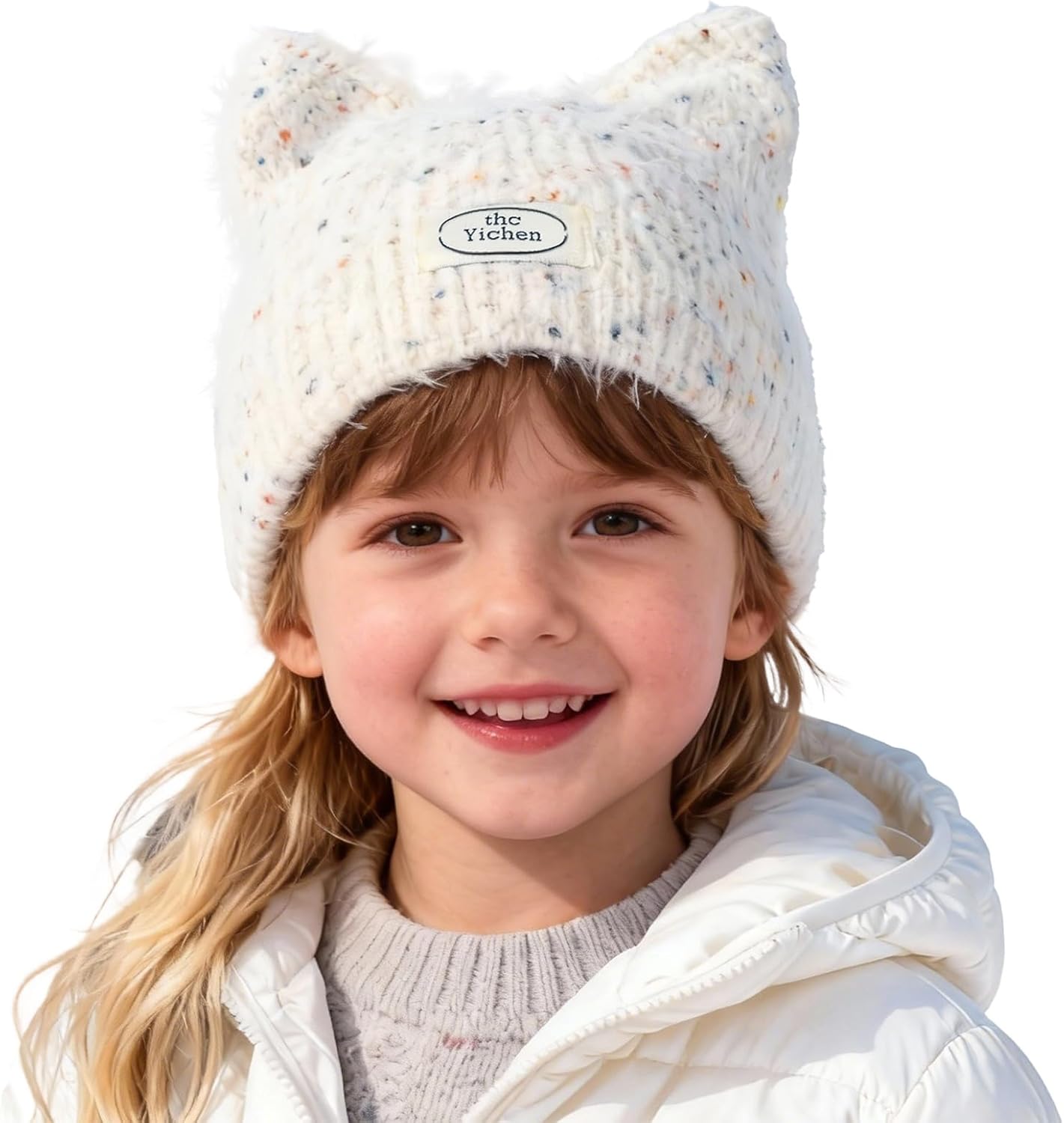Kids Winter Hat for Girls, Toddler Cat Ears Knit Beanie, Cute Cap for Children Infant Outdoor
