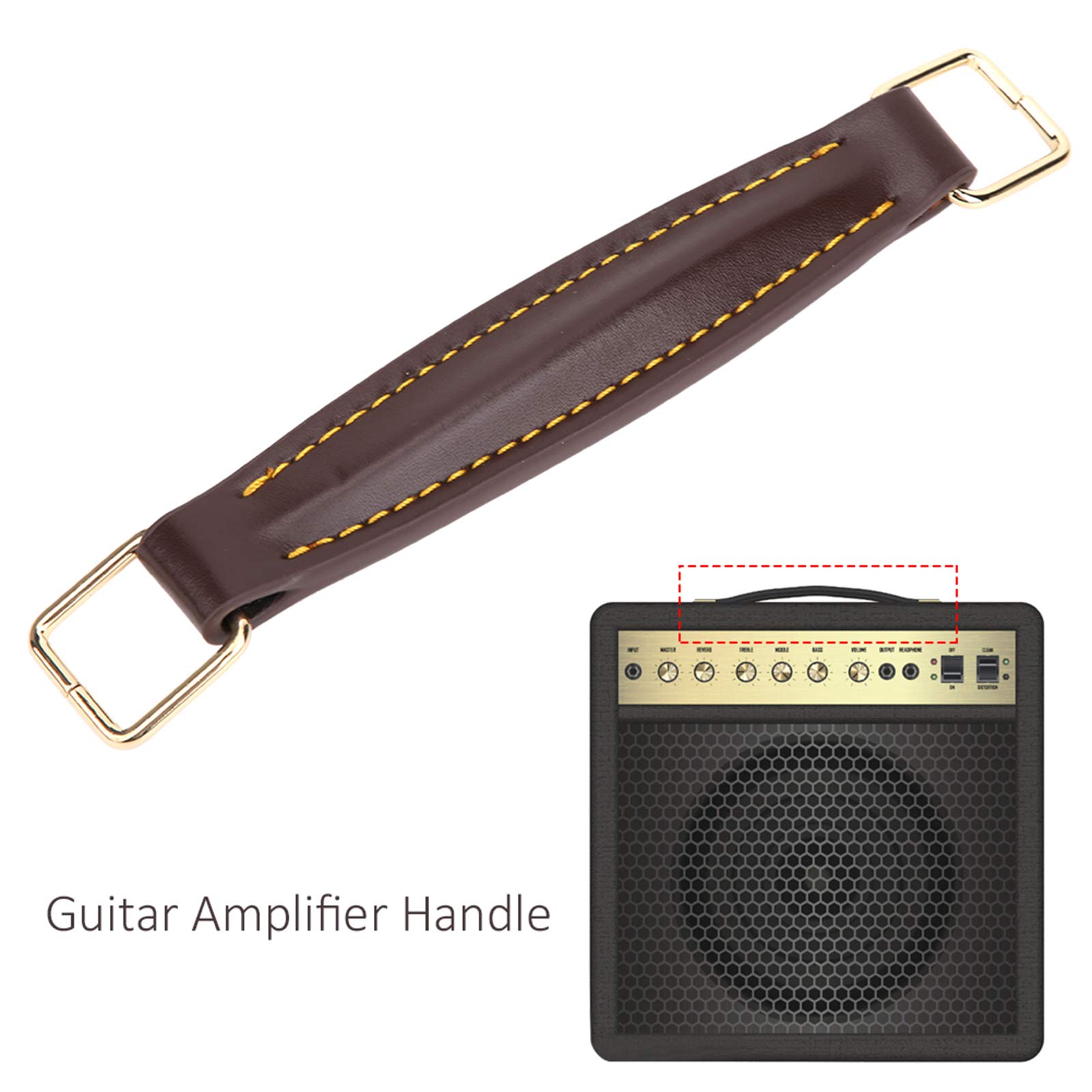 Poignée de haut-parleur de guitare en cuir PU, poignée d'amplificateur interne renforcée en acier pour haut-parleur de guitare (marron), haut-parleur