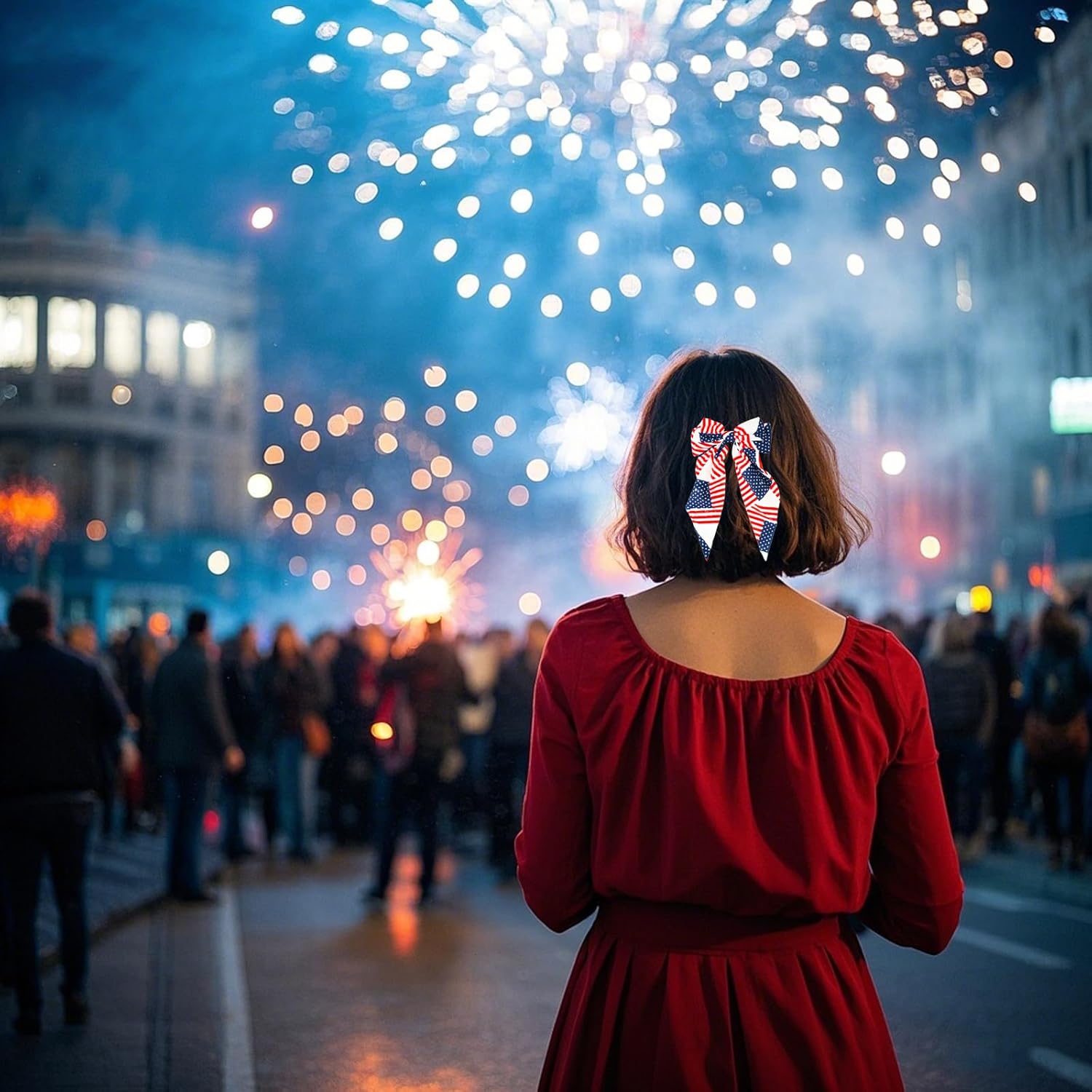 2 Pcs Fourth of July American Flag Hair Bow Hair Clips Hair Accessories Patriotic Hair Bows for 4th of July Independence Day Outfits - Image 5