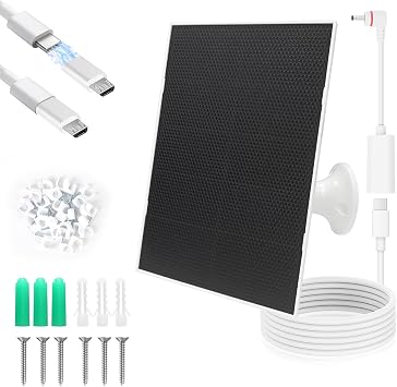 4W Solar Panel Charger, Solar Panel Compatible Eufy Ring Cameras & Doorbell | IP65 Waterproof Solar Panel with USB C/Micro/USB C to Ring Barrel Plug for outdoor rechargeable security cameras, 9.8ft Cable