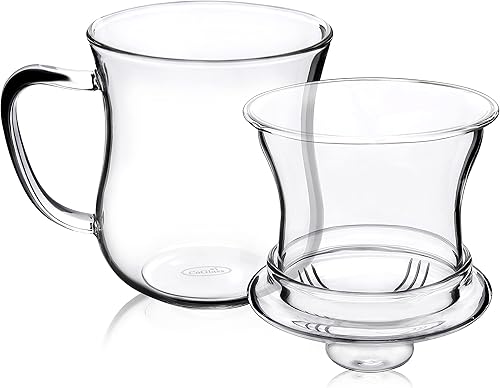 Miniatura 7 de CNGLASS Taza infusora de té de vidrio borosilicato de 10 onzas con tapa, transparente, moderna, reutilizable, resistente al calor, sin BPA, apta