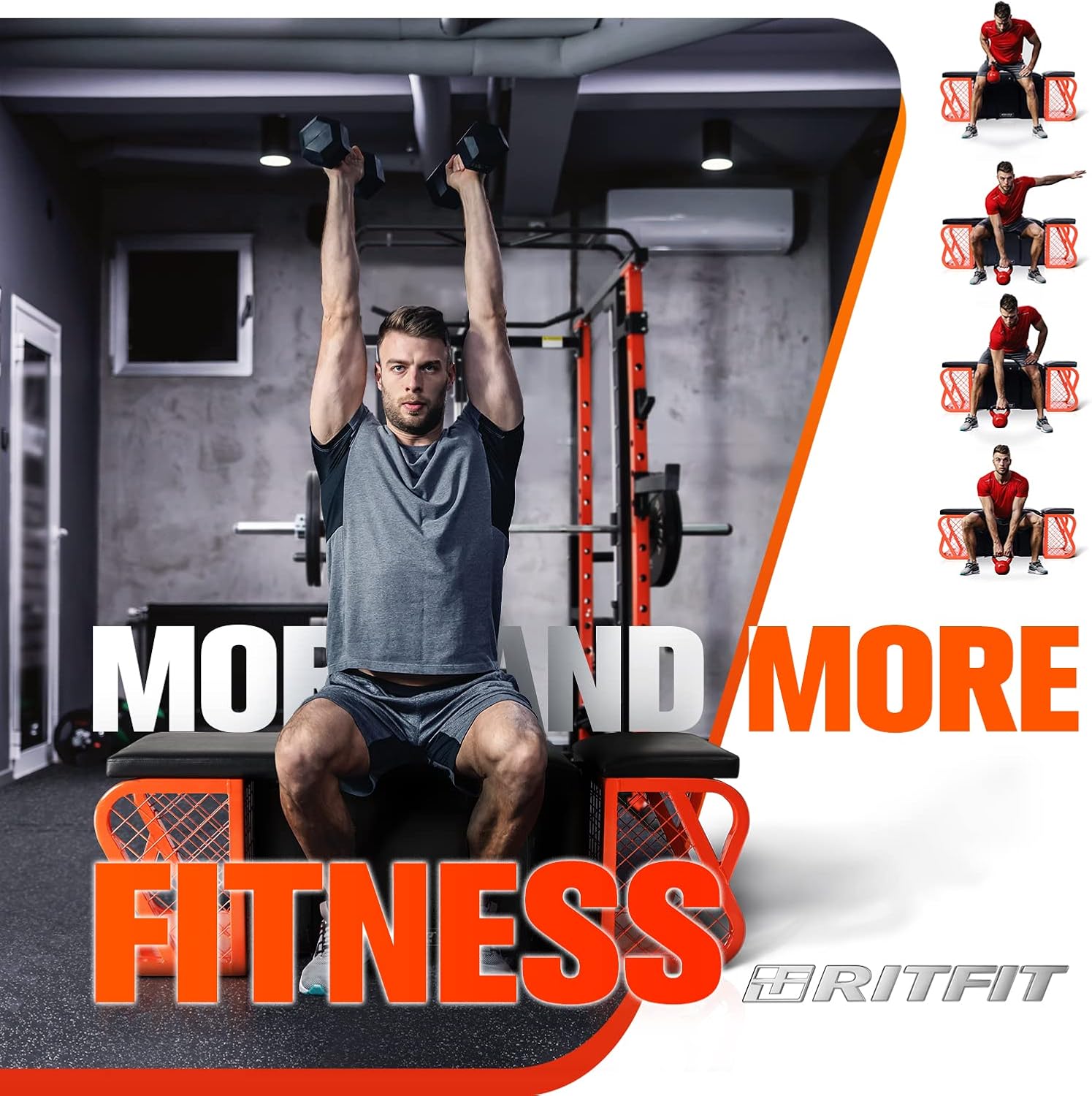 RITFIT WEIGHT BENCH Multi Purpose Strength Training Benches for Home Workouts, Compact Adjustable Weight Bench with Storage Space, No Assembly Required (STB1000) : Sports & Outdoors