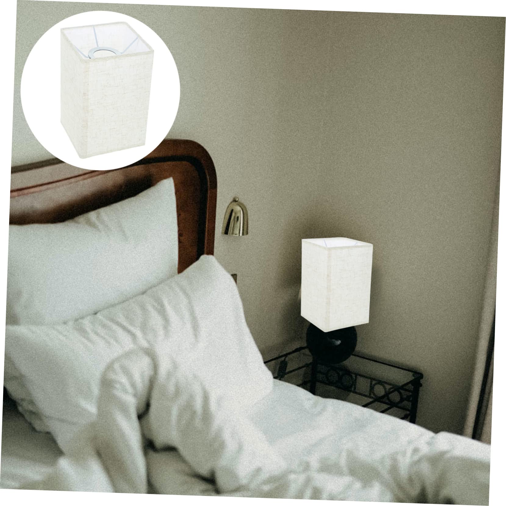 Abat-Jour En Lin Beige Pour Lampadaire Ou Lampe De Table - Dimensions ~30x30x21.5 Cm - Cache Lumière Amovible Pour Salon, Chambre - 4
