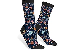 Iridescent Floral Pattern Socks For Men-Vintage Sports Volleyball Balls Socks Athletic Crew Socks