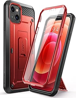 SUPCASE Cover per iPhone 13 (2021) da 6,1 pollici, Custodia con Protezione per lo Schermo Integrata, Cavalletto, Clip da Cintura [Unicorn Beetle Pro] Protezione Antiurto 360 Gradi (Rosso)