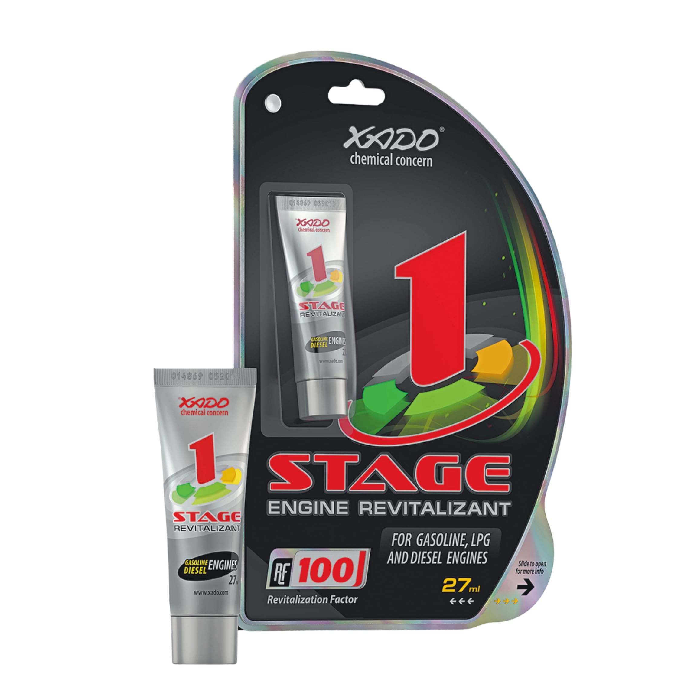 XADO Engine Oil Additive 1 Stage - Friction Modifier - Motor Restore Treatment - Performance Restoration - Protects Against Cold-Start Damage - For Gas, Diesel and LPG Engines - Revitalizant (Blister)