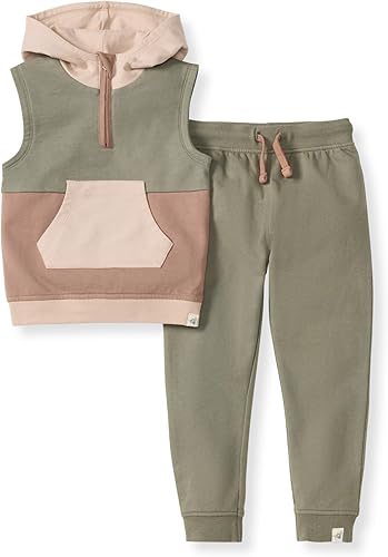 Burt's Bees Baby Baby Boys' Shirt and Pant Set, Top & Bottom Outfit Bundle, 100% Organic Cotton