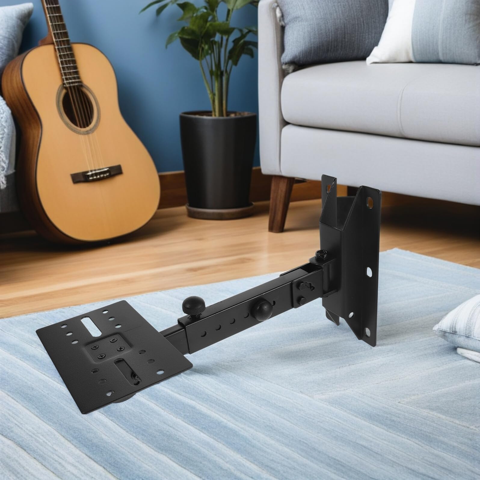 Support Mural Réglable en Métal Épais Étagère Extensible pour Barre de Son et Enceintes Surround Fixation Murale Robuste pour Usage KTV et Home Cinéma Optimisation d’Espace et