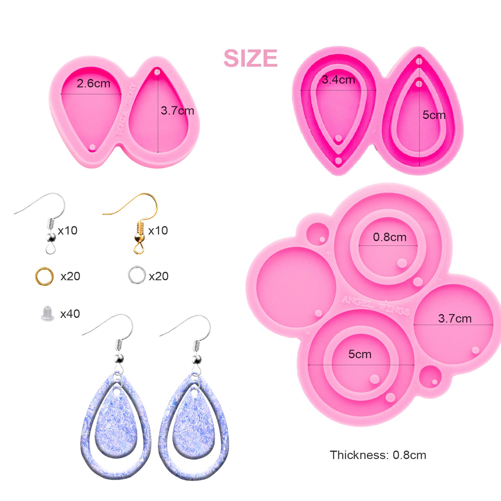 Surakey Resin Earring Mold, 154Pieces Resin Jewelry Molds