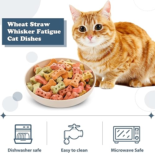 Miniatura 5 de Tioncy 24 cuencos para aliviar la fatiga para gatos de 5.5 pulgadas, plato de comida poco profundo para gatos, plato húmedo ancho y pequeño para