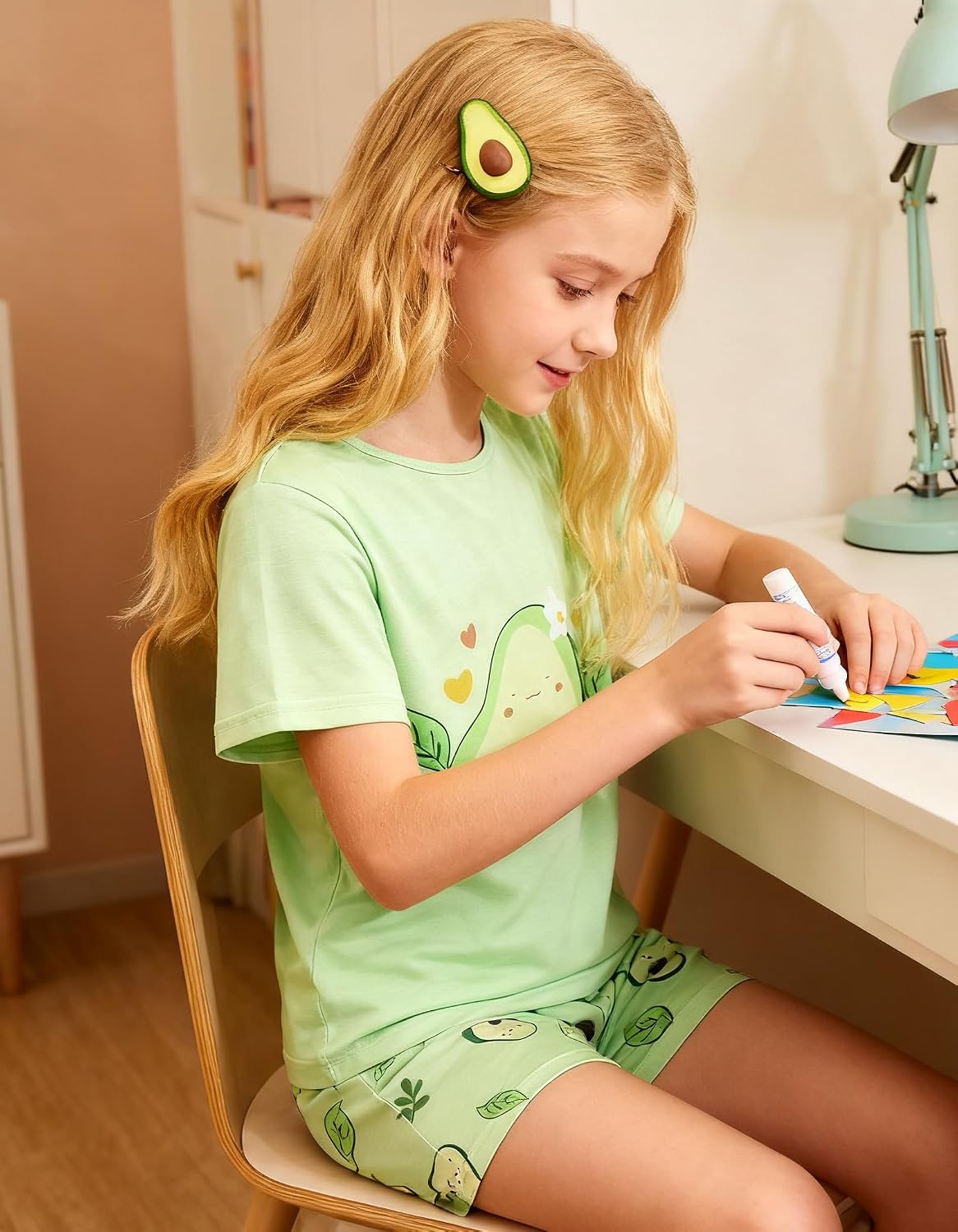 Funnycokid Girls Pajamas Kids Pjs Size 7-14 | Top Tank Shorts Cute Summer 3 Pieces Nightwear Set