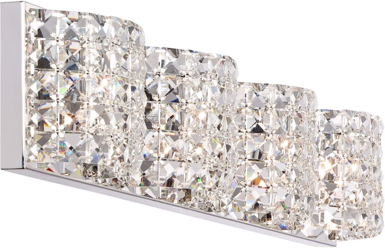 Vienna Full Spectrum Cesenna Modern Wall Light Chrome Silver Metal Hardwired 35 1/2" Wide 4-Light Fixture Mounted Clear Crystal Shades for Bathroom Vanity Mirror House Home Hallway Room Decor