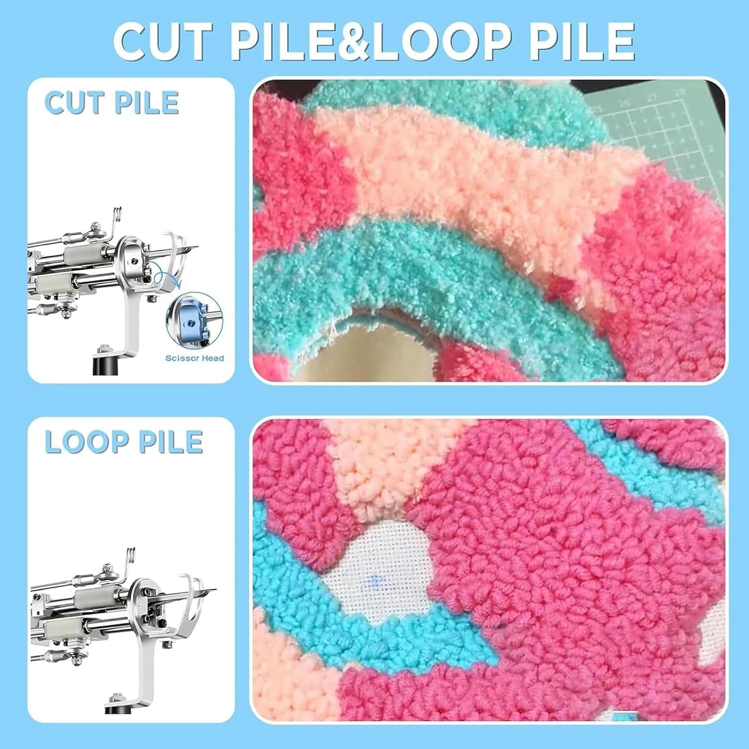 Electric Rug Tufting Gun, Carpet Gun Machine kit with Carpet Trimmer Kit, Rug-Tuft-Gun-with-Tufting-Shears for High-Speed Weaving of Carpets-