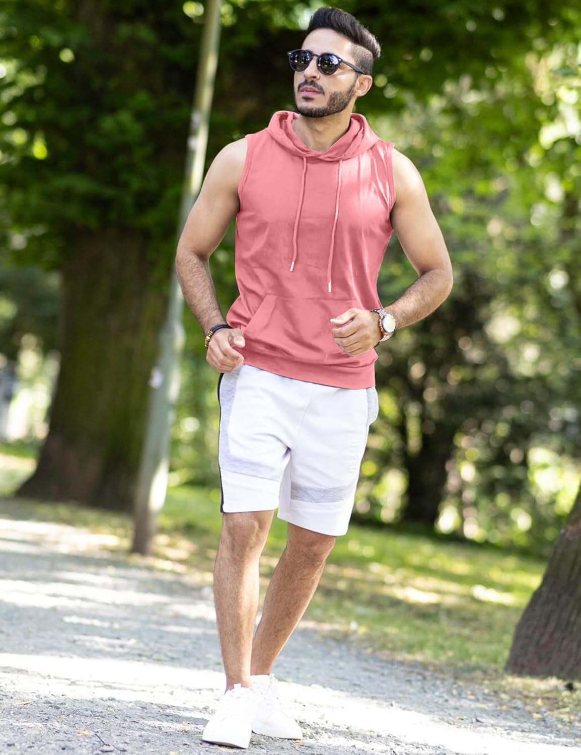 Amussiar Men's Workout Hooded Tank Tops Sleeveless Gym Training Hoodies Bodybuilding Muscle Cut Off T Shirt - Image 4