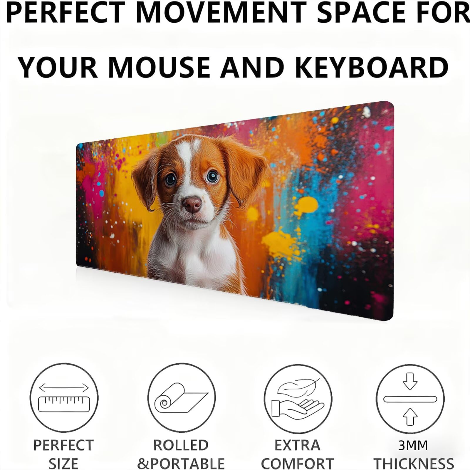 Podkładka pod mysz dla psa/kolorowa XXL 1200 x 600 mm duża podkładka pod mysz szyte krawędzie wodoodporna antypoślizgowa duże rozszerzone akcesoria biurowe na PC, przenośna poprawia dokładność i
