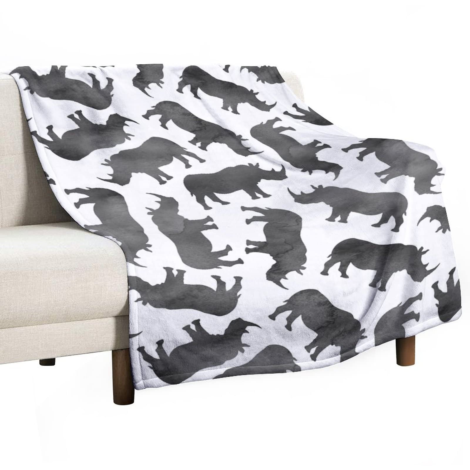 Gigen Style-5 Rhino Blanket Cozy Soft Fluffy Outdoor Indoor Anti-Pilling Flannel Fleece Throw Blankets