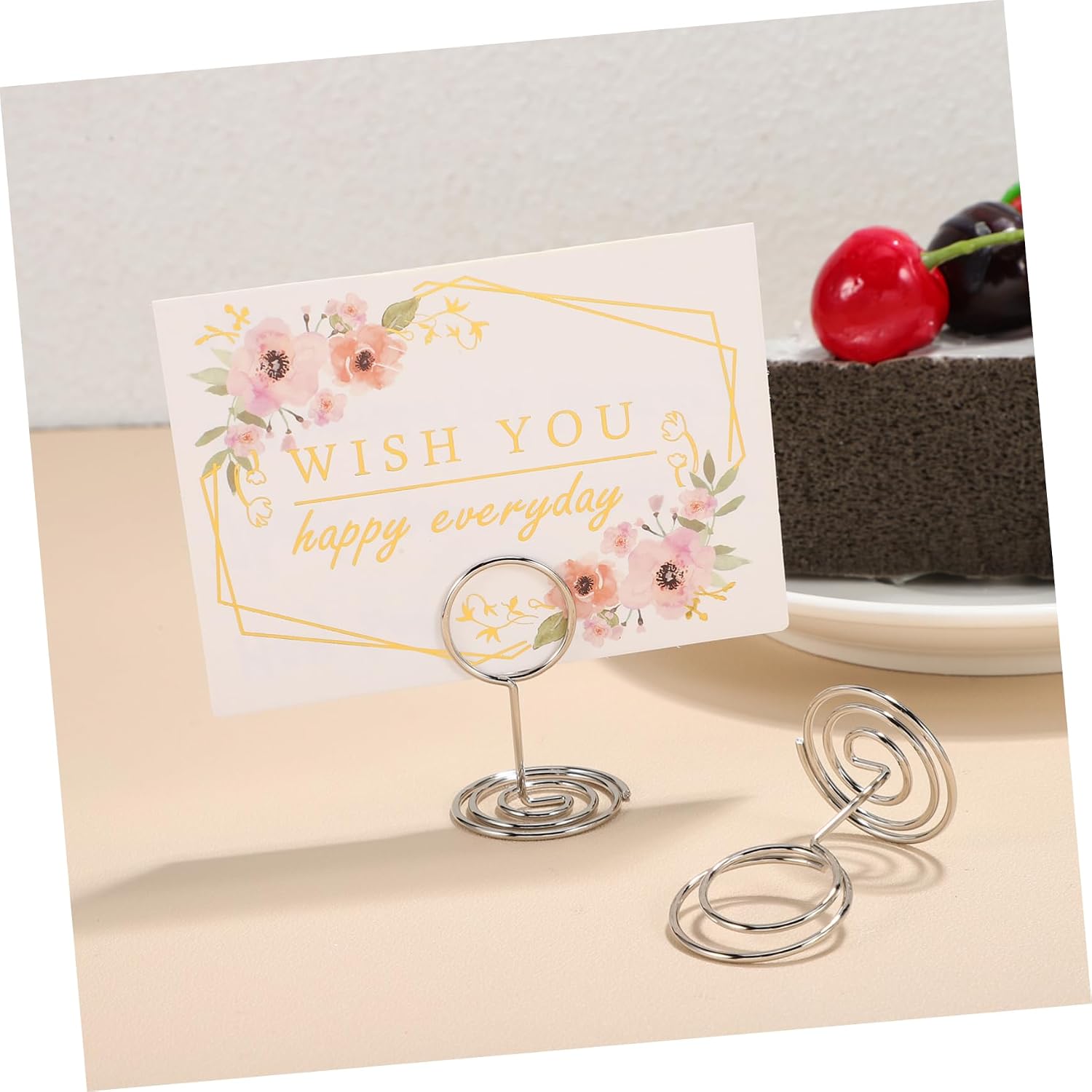 Holibanna 50mm Peacock Round Place Card Holders 50 Pcs Table Number Stands for Weddings Parties and Events Sturdy Memo Clips Elegant Design