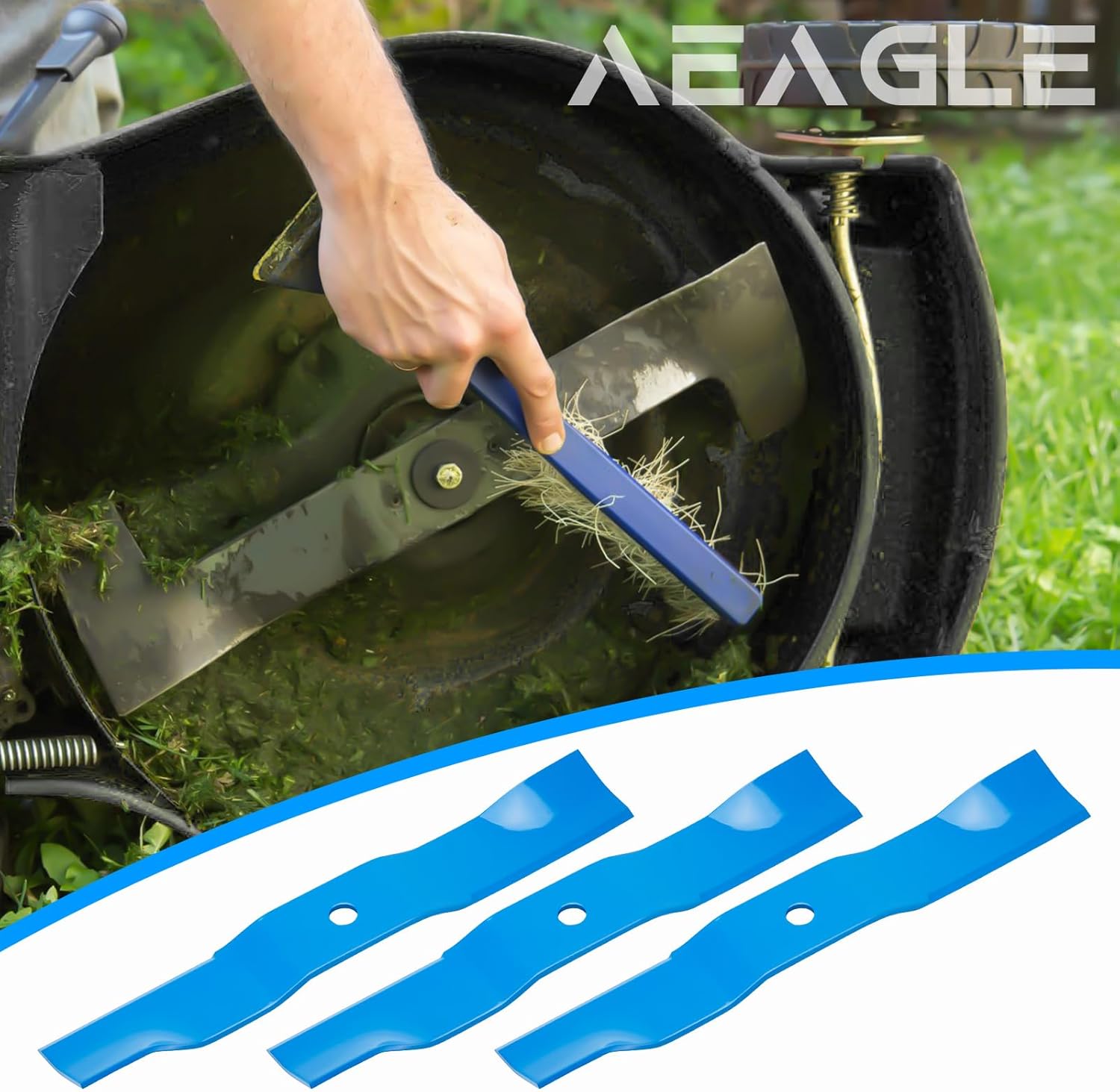 Aeagle 04769800 42" Deck Medium Lift Blades for Ariens Gravely ZTX ZT XL 42 Ikon 42 Inch Zero Turn Lawn Mower Blades Parts Ikon-X42 Ikon-XL42 Ikon-XL42CE 3 Pack (Blue)