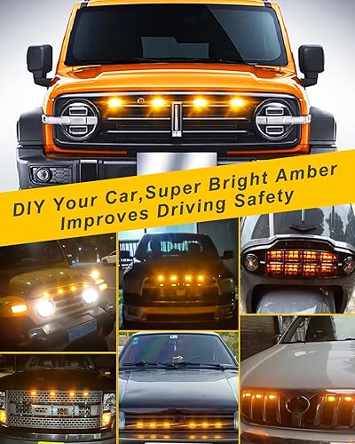 Miniatura 6 de Luz de rejilla delantera para automóvil, luz ámbar de circulación diurna, luz de advertencia decorativa para Ford Toyota Raptor Jeep, vehículos