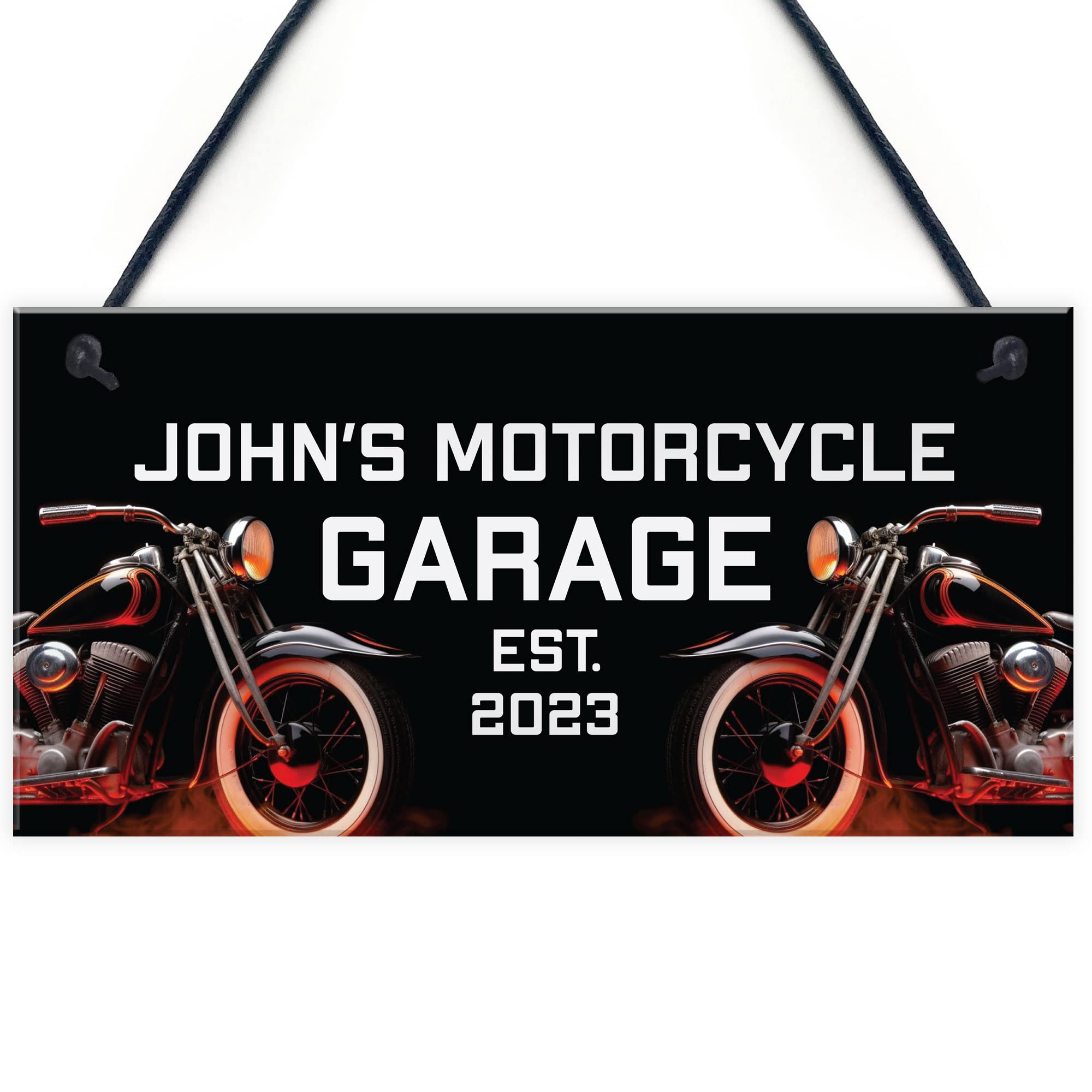Red Ocean Personalised Man Cave Sign Motorbike Motorcycle Biker Dad Gift For Him Hanging Plaque Vintage Sign Garage Wall Decor