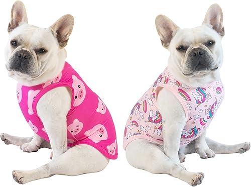 CuteBone Paquete de 2 camisas para perros, ropa suave para mascotas, chaleco de verano transpirable para cachorros pequeños y ropa elástica para
