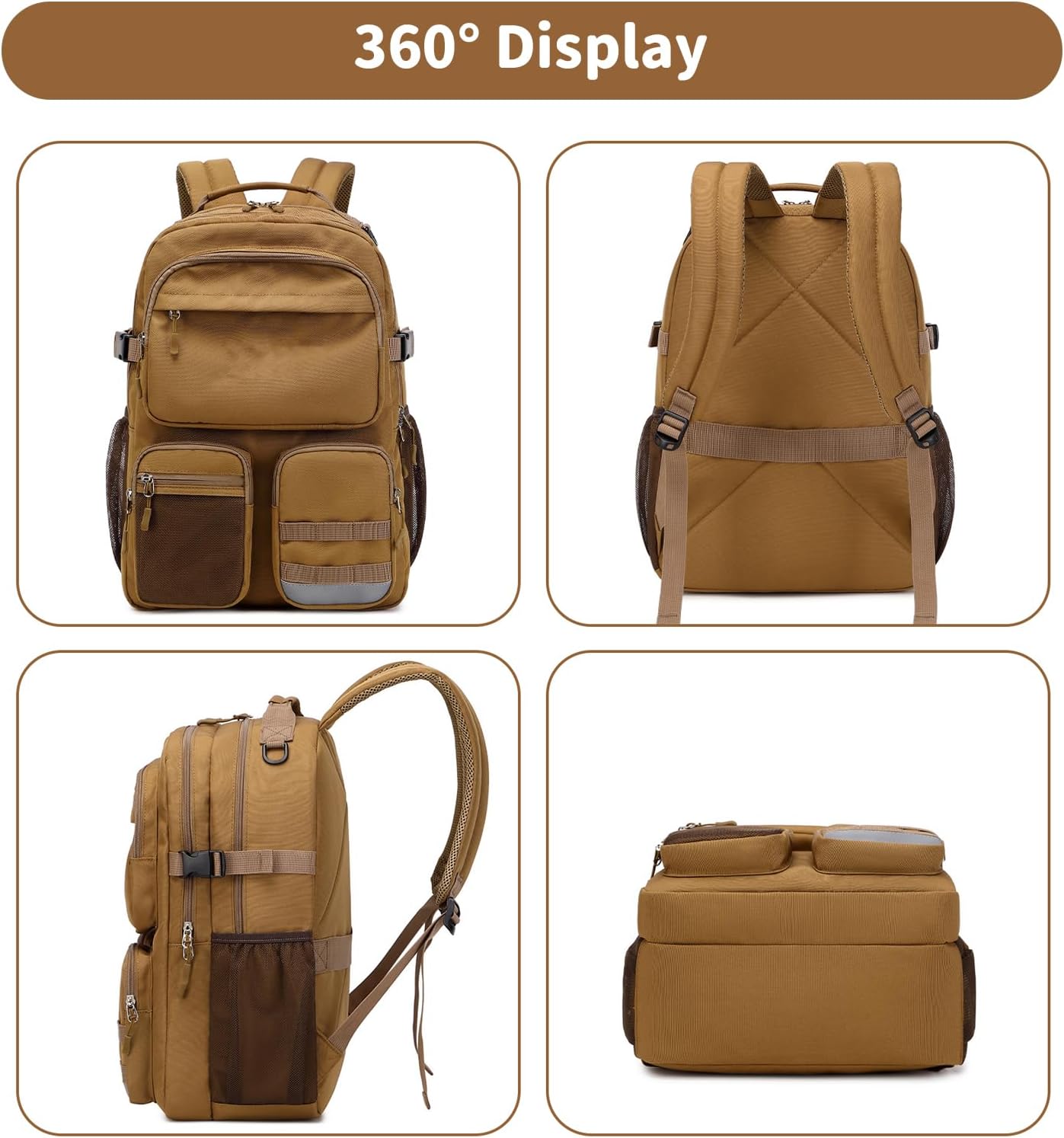 Lohol Water Resistant Backpack with Multifunctional Pockets for Teens, Durable Bookbag fits 15.6 inch Laptop for School Travel College, 25L (Blue) - Image 6