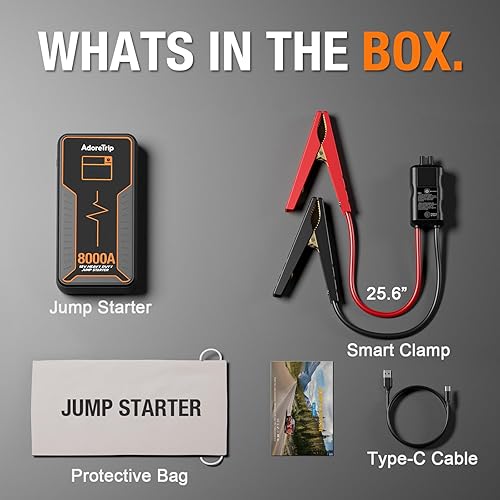 Miniatura 9 de Arrancador portátil para automóvil 8000A, amplificador de arranque en frío 960 de 12 V con pantalla inteligente, arranque de fuerza, para motores de