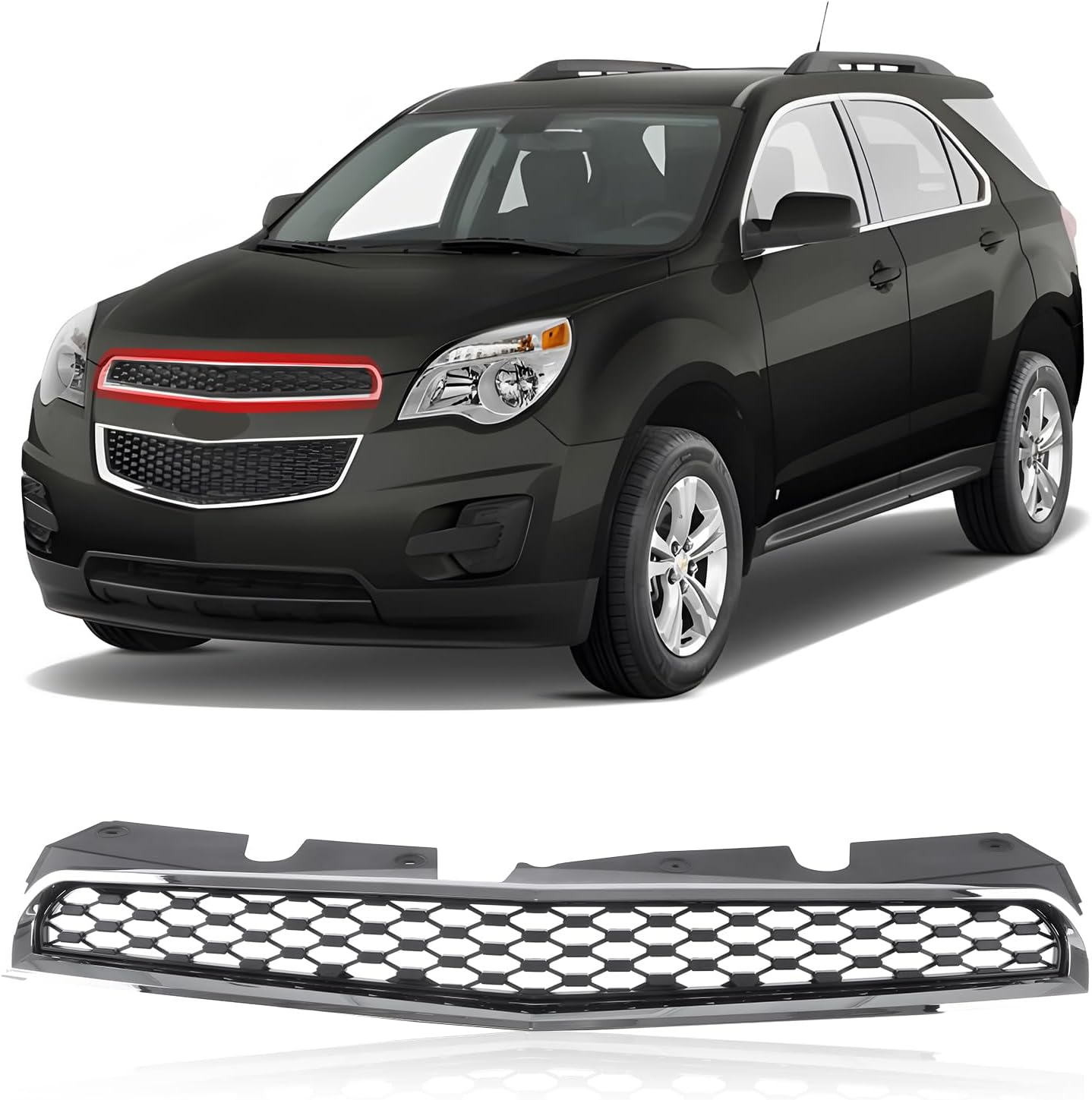 CarPartsDepot Front Grille Lower Grill Chrome Shell Frame With Black Insert Compatible with Chevrolet 2010-2015 Equinox GM1200621 25798747