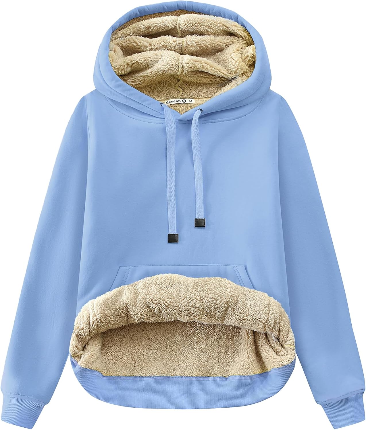 Gesean Women's Sherpa Lined Cotton Pullover Sweatshirts Fleece Hoodies Kangaroo Hooded Pocket for Women