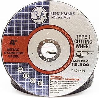 Benchmark Abrasives 4" Zirconia Premium Thin Metal Cutting Wheel .040" Thick 5/8"Arbor, Metal Cutting Grinding Wheel, Angle Grinding Cutting Wheel - 25 Pack