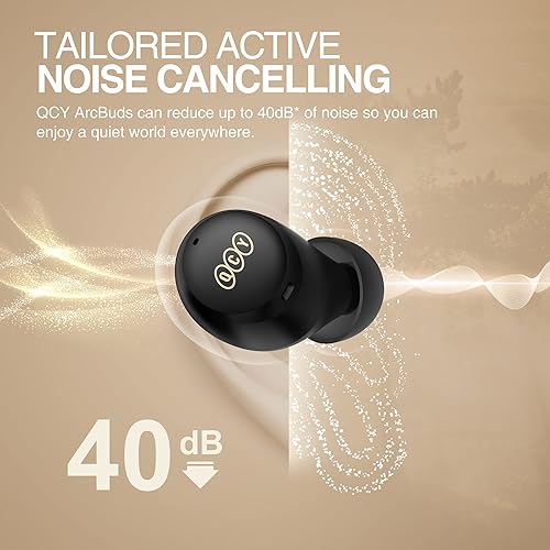 Miniatura 3 de QCY HT07 Auriculares inalámbricos con cancelación activa de ruido multimodo, llamadas mejoradas con IA con 6 micrófonos, ruido antiviento,