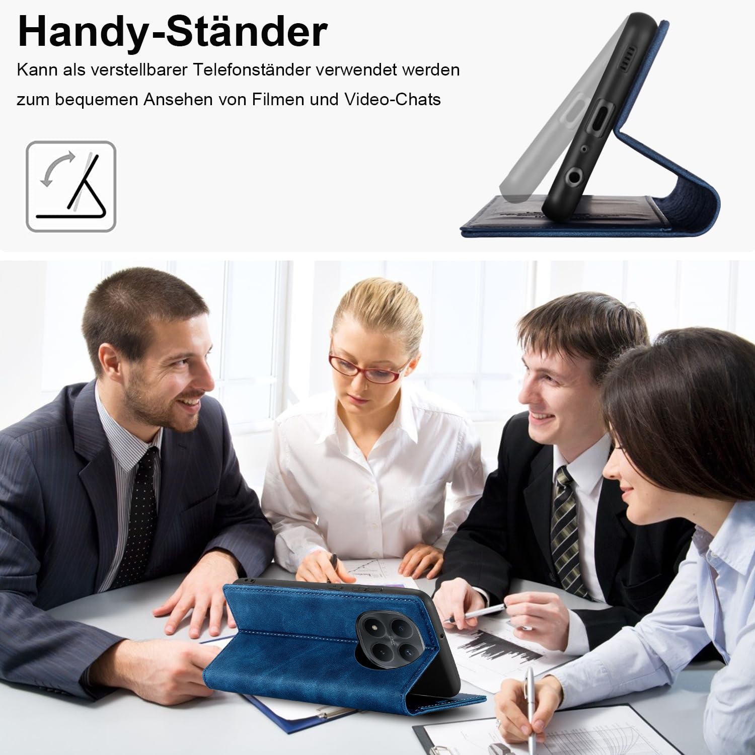 Handyhülle für Xiaomi Redmi Note 15 Pro 5G Hülle Leder, Mit Schutzfolie, für Xiaomi Redmi Note 15 Pro 5G Klapphülle Ledermaterial, Kartenfach RFID-Blockierung Wallet Case, Flip Klappbar Schutzhülle