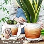8 Planter de pouce, Planters en céramique pour les plantes intérieures/extérieures avec drainage et soucoupe, grands pots de plantes, plante ronde Interieur(Khai) + Blanc, planteur seulement)