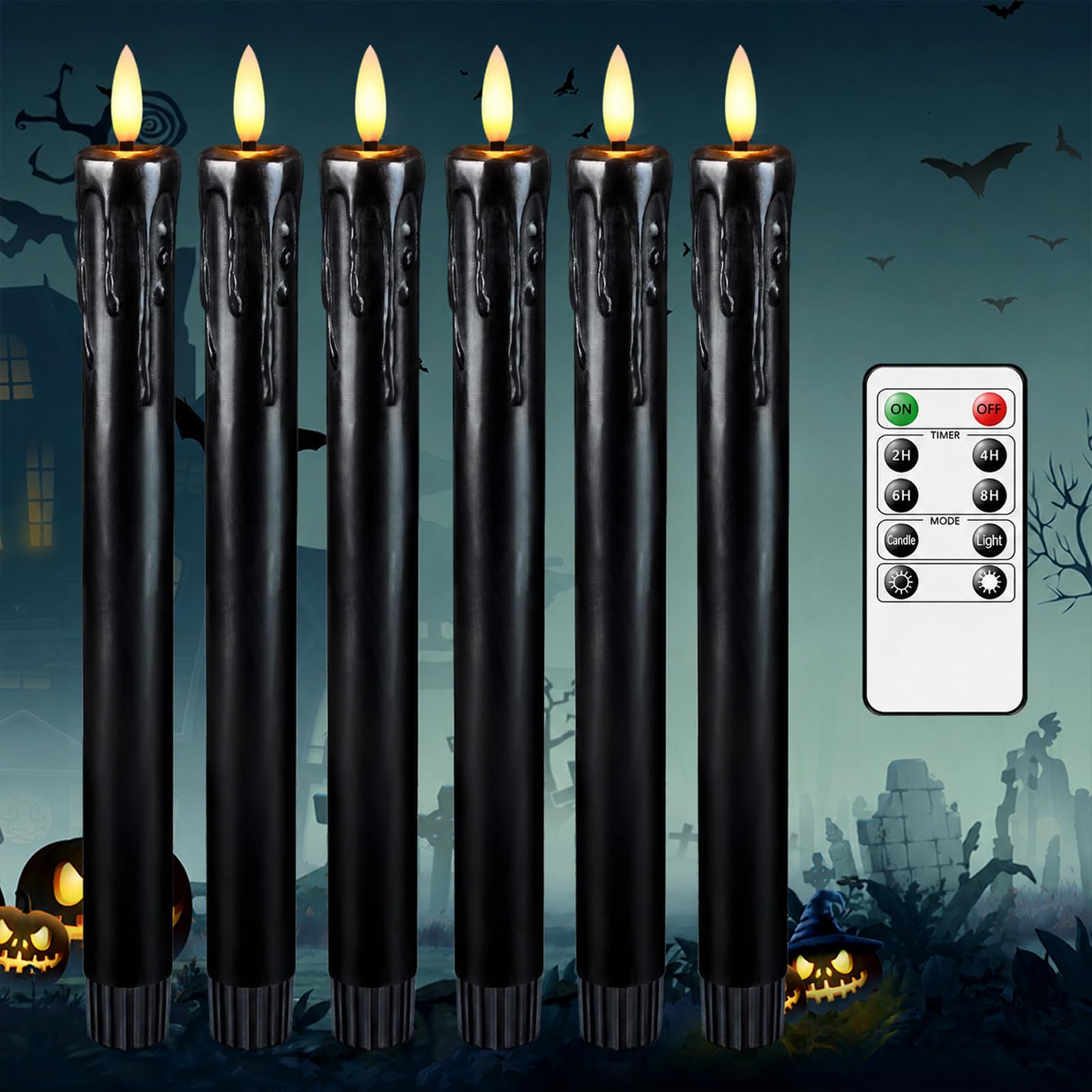 Lezonic Black Flameless Taper Candles