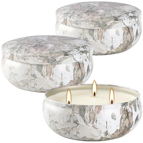 Citronella Candles Outdoor, 3 Pack 12oz Large Candle 3-Wick Natural